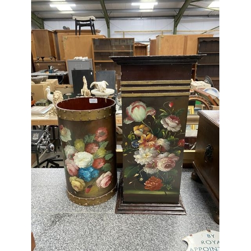 269 - 2 hand painted stick/ umbrella stands