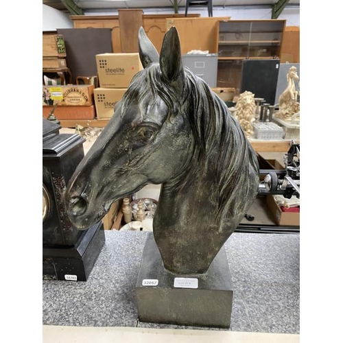 272 - Resin Horse's head on plinth 16W 45H 16D