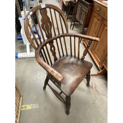 29 - Victorian ash and elm stick back Windsor chair 63W