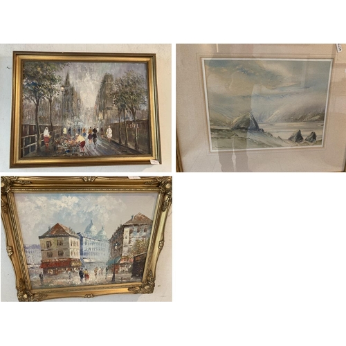 290 - 3 framed pictures inc. signed Pierre oil on canvas 68x53cm, signed Burnett oil on canvas 60x50cm etc... 