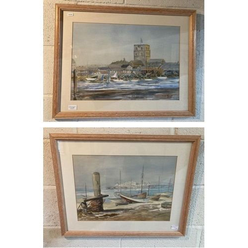 294 - Two framed coastal scene watercolours by P.M. Trump 1964 68x54cm