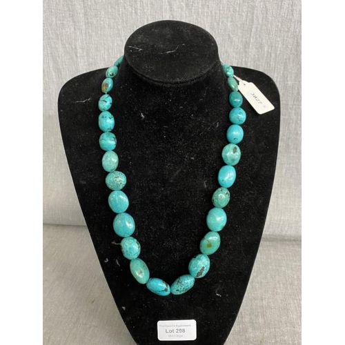 298 - Turquoise boulder necklace with 925 silver clasp