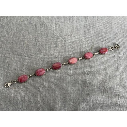 323 - Silver & rhodochrosite bracelet