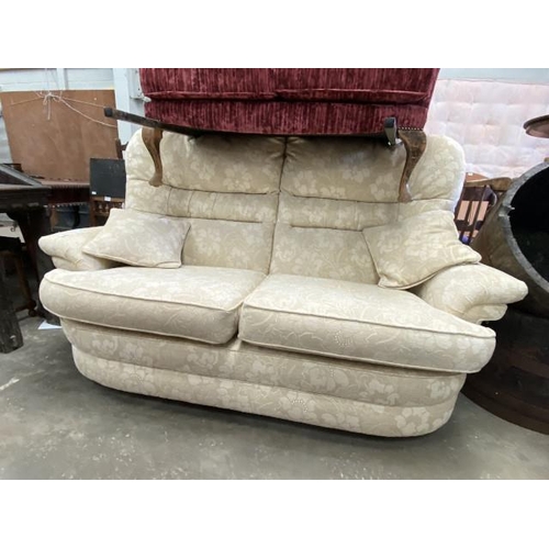 36 - Vale Bridgecraft settee upholstered in cream floral fabric 175W