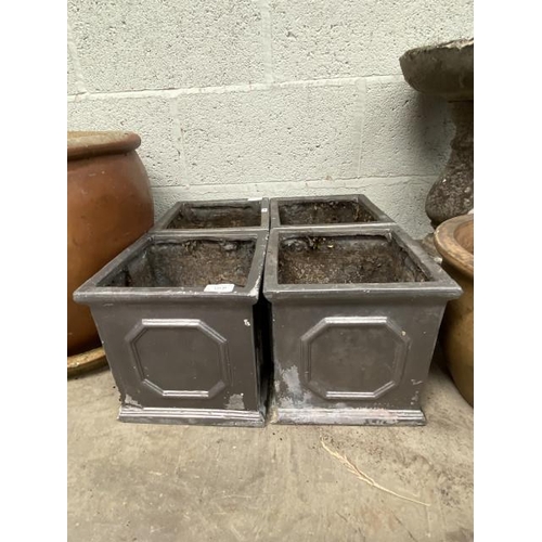 40 - 4 grey resin square planters 26H 26W 26D