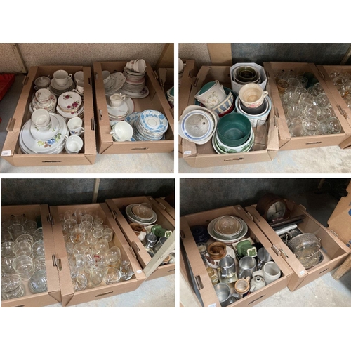 463 - 7 boxes of part tea sets inc. Malvern, Barratts, Colclough, Taylor Kent etc., mantel clock, pestle &... 