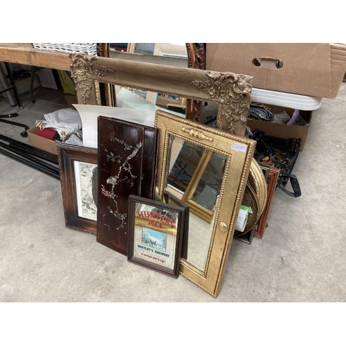 489 - Collection of assorted mirrors and pictures, hanging rail 145W, boxes of shabby chic, Royal Creamwar... 