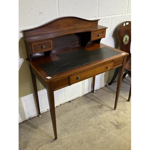 61 - Edwardian mahogany writing desk with black leather inset 102H 83W 44D