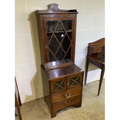 62 - Regency mahogany astragal glazed bookcase on cabinet 158H 53W 48D