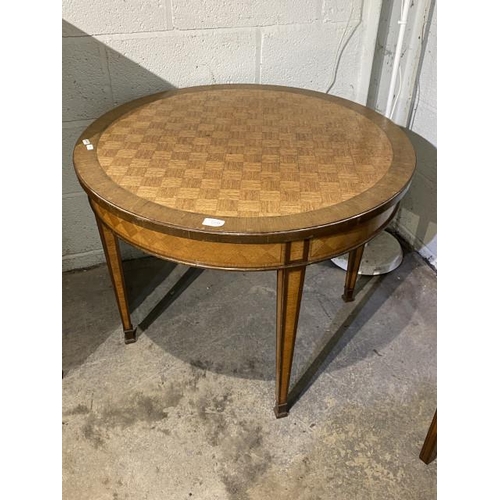 64 - Parquetry occasional table 61H 80cm diameter