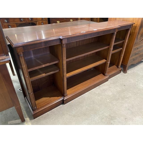 68 - Good quality mahogany breakfront bookcase 83H 159W 30D