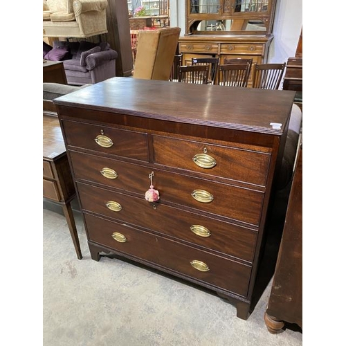 74 - Georgian mahogany chest of drawers with brass handles 109H 105W 52D