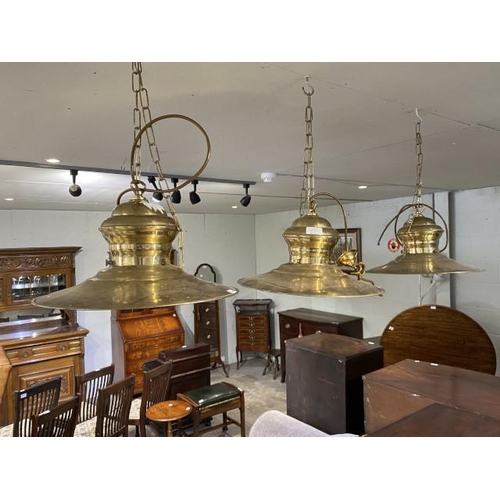 75 - 3 brass ceiling lights