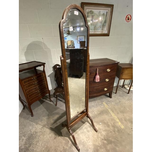 86 - Mahogany framed Cheval mirror 160H 42W