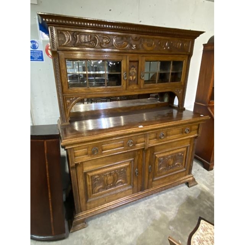 91 - Edwardian oak Arts & Crafts dresser 188H 162W 59D