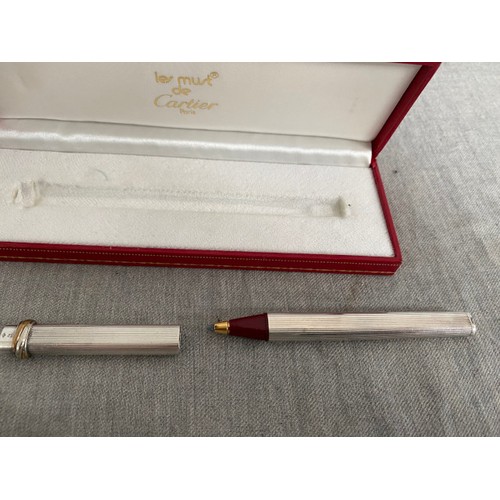 295 - Pens inc. cased Les Must De Cartier Paris 925 silver cased ballpoint pen with booklet, Parker 1/10 1... 