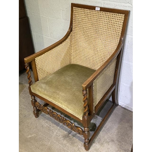 121 - 19th century oak barley twist Bergere armchair 59W