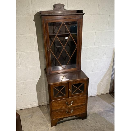 122 - Regency mahogany astragal glazed bookcase on cabinet 158H 53W 48D