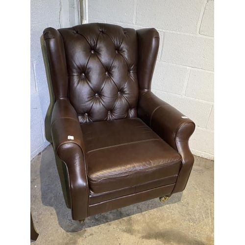 123 - Laura Ashley ‘Sherlock’ brown leather button back armchair 80W