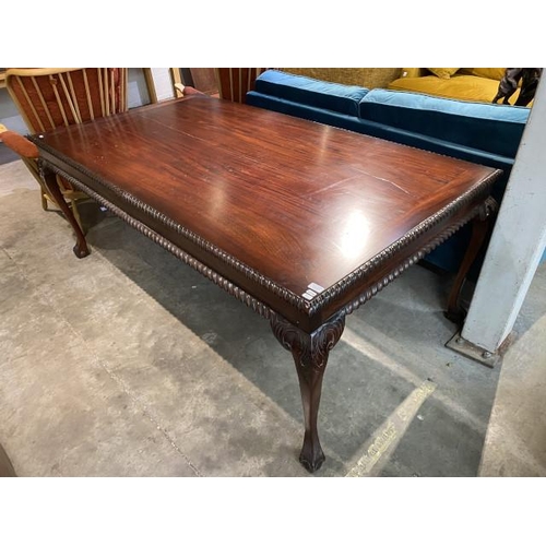 132 - Victorian style mahogany dining table with ball and claw feet 74H 190W 104D