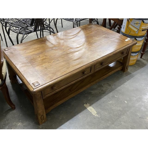 20 - Solid oak two drawer coffee table 39H 120W 68D