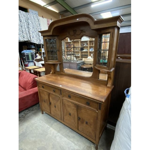 206 - Arts & Crafts oak mirror back sideboard 204H 152W 55D