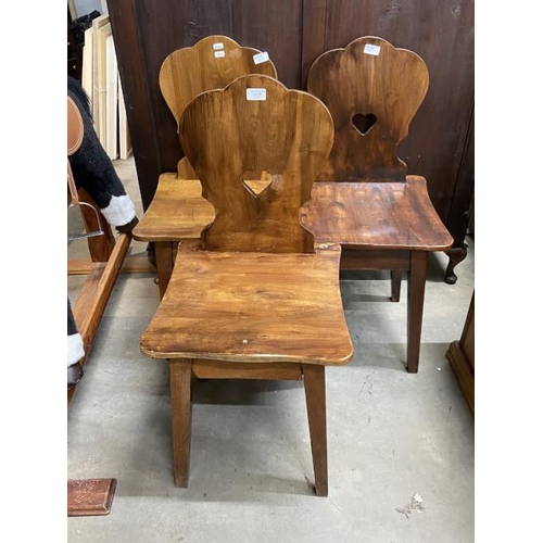 32 - 3 mid century Brutalist design oak chairs 39W