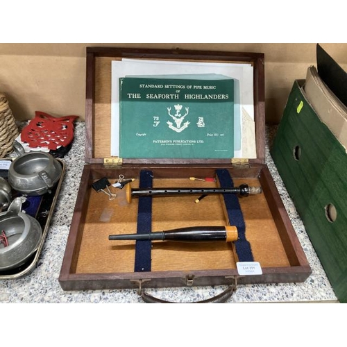 391 - Cased Scottish Highland bagpipe practice kit