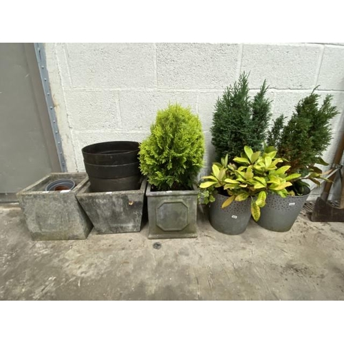 48 - Assorted resin and plastic  planters in various sizes