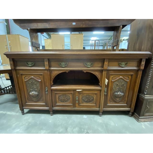 53 - Victorian oak sideboard 108H 184W 58D