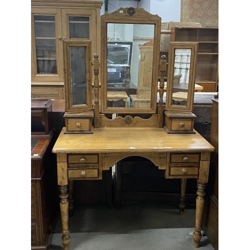 56 - Ash knee hole  dressing table 167H 106W 55D