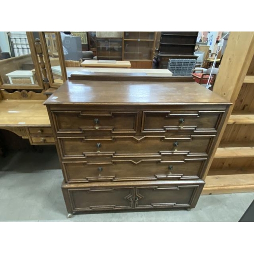 57 - Jacobean style oak chest 110H 110W 50D