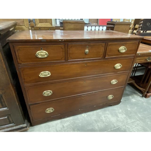 66 - 19th century mahogany chest of drawers 90H 114W 54D