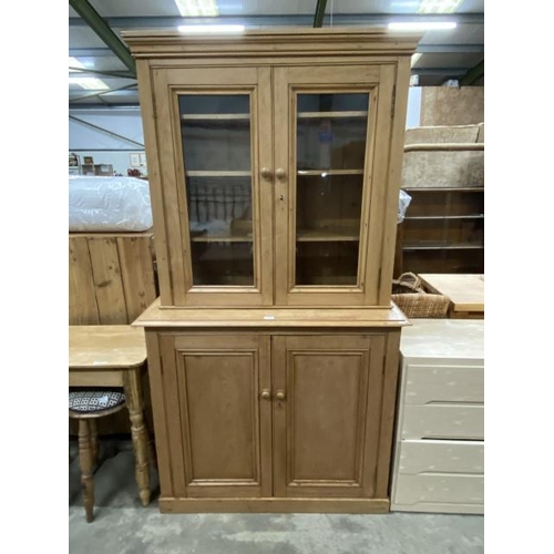 84 - Good quality pine bookcase on cupboard 185H 107W 42D