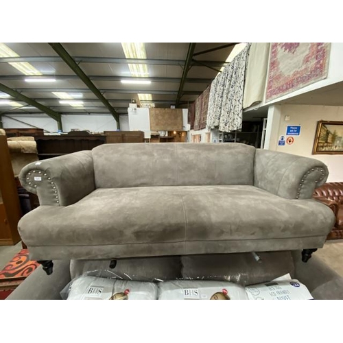 87 - Capsule Collection grey velvet/suede effect settee with studded detail 190W