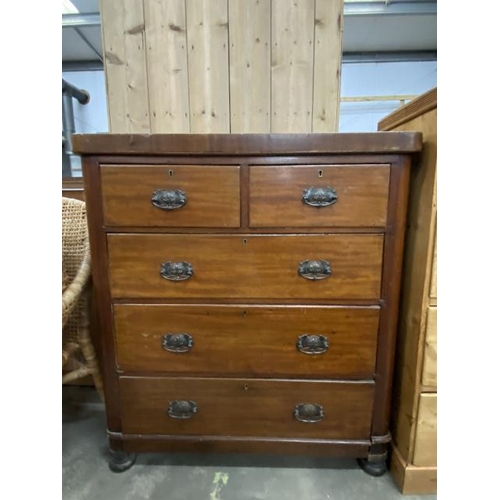 97 - Victorian mahogany 2 over 3 chest of drawers 107H 95W 45D