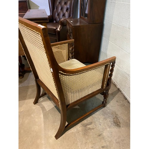 121 - 19th century oak barley twist Bergere armchair 59W