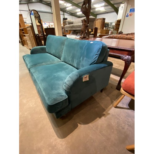 130 - Payton teal velvet settee, in excellent condition 200W (NEW)