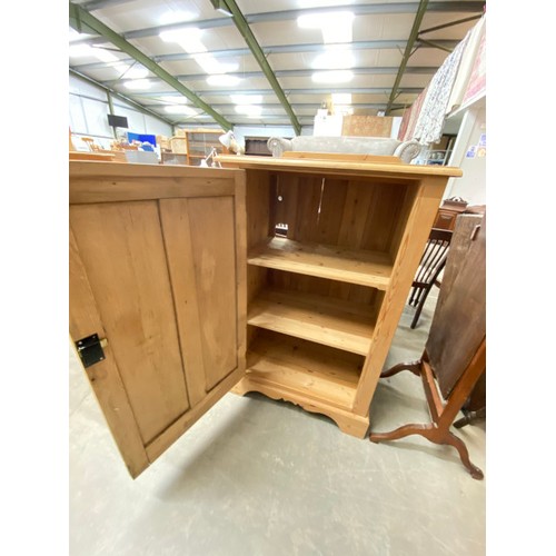 61 - Pine single door cupboard with shelves to the interior 120H 72W 48D