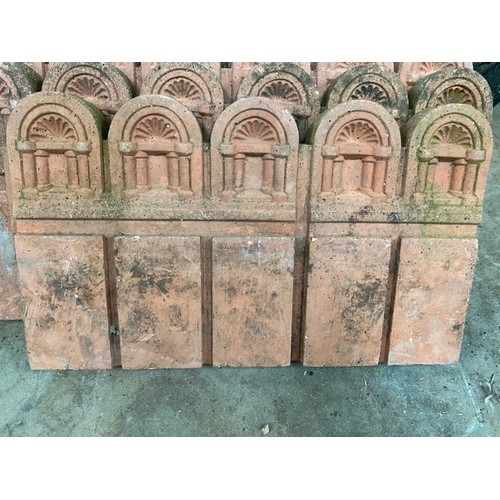 106 - Terracotta garden edging tiles with posts (approximately 24ft)