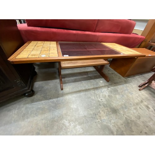 231 - 1970’s G Plan tiled top nest of 2 tables 44H 50W 43D, a single table  44H 50W 43D, matching coffee t... 