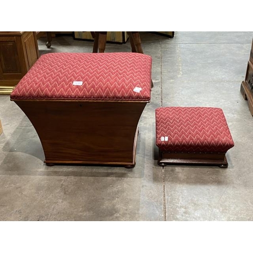 100 - Regency mahogany box footstool 41H 58W 48D & a Regency mahogany kneeling stool 14H 35W 35D