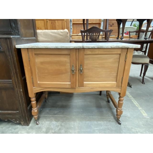 106 - Victorian satinwood washstand with marble top 75H 92W 46D