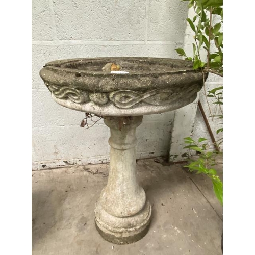 114 - Stone effect bird bath 70H 53cm diameter