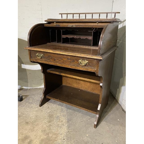 138 - Antique oak roll top desk 105H 76W 58D (AS FOUND)