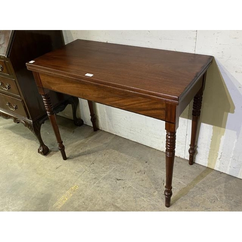 142 - Victorian mahogany fold over table 76H 91W 45-90D