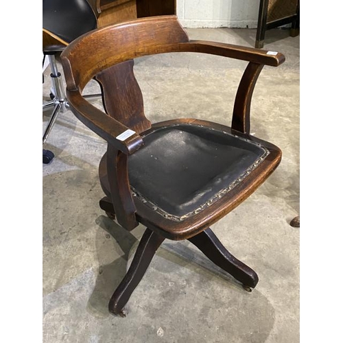 143 - Victorian oak swivel office chair 59W