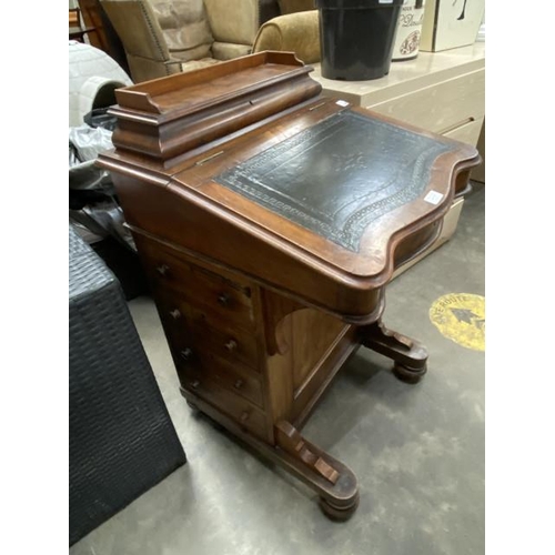 151 - Victorian walnut Davenport with black leather inset 87H 55W 54D