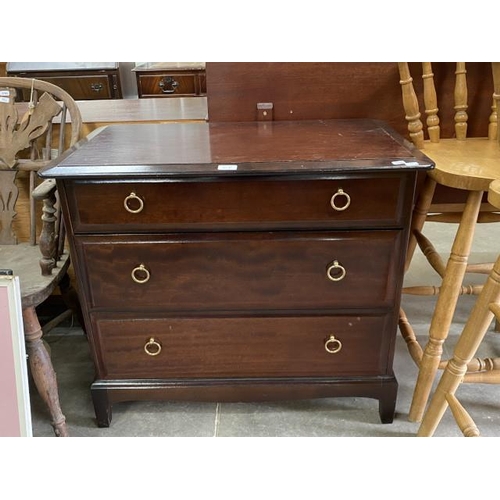 191 - Stag minstrel mahogany 3 drawer chest 72H 82W 46D