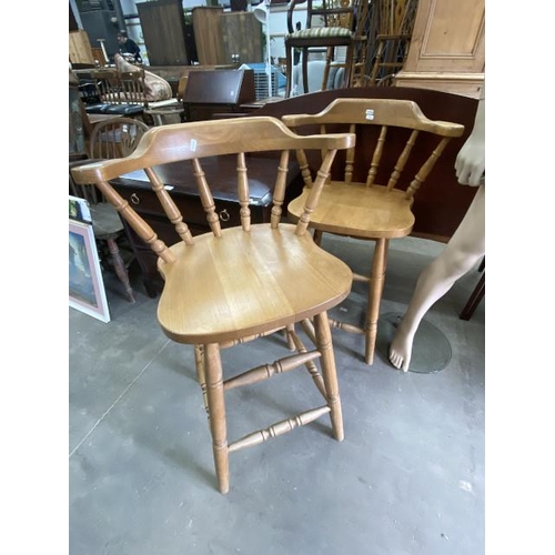 192 - 2 solid beech bar stools 59W